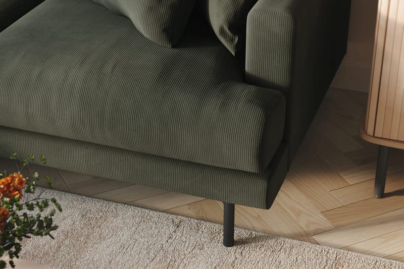 Menard 3-personers Venstrevendt L-formet Divansofa i Manchester - Mørkegrøn - Møbler - Sofaer - Sofa med chaiselong - 3 personers sofa med chaiselong