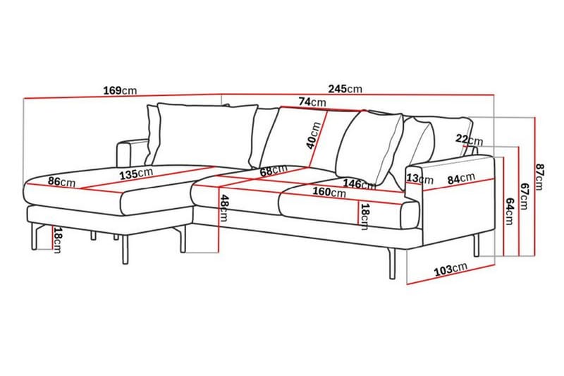 Menard 3-personers Venstrevendt L-formet Divansofa i Manchester - Mørkegrøn - Møbler - Sofaer - Sofa med chaiselong