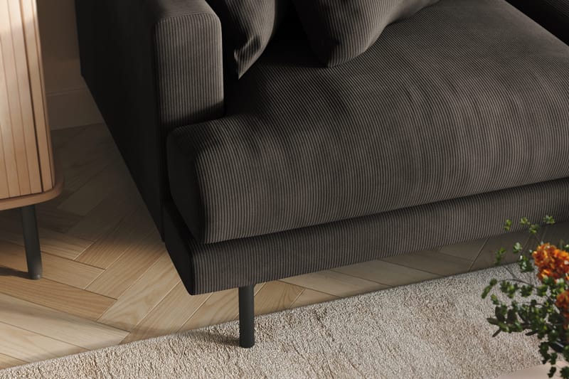 Menard 3-personers Højrevendt L-formet Divansofa i Manchester - Mørkegrå - Møbler - Sofaer - Sofa med chaiselong - 3 personers sofa med chaiselong