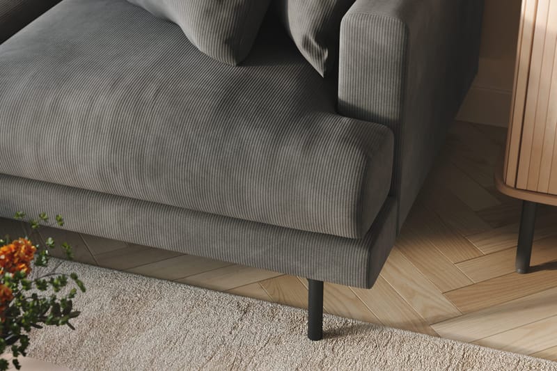 Menard 3-personers Venstrevendt L-formet Divansofa i Manchester - Grå - Møbler - Sofaer - Sofa med chaiselong - 3 personers sofa med chaiselong