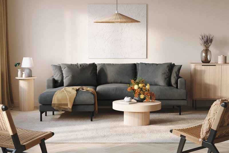 Menard 3-personers Venstrevendt L-formet Divansofa i Manchester - Grå - Møbler - Sofaer - Sofa med chaiselong - 3 personers sofa med chaiselong