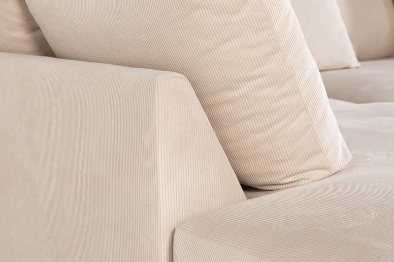 Menard 4-personers Venstrevendt Dyb L-formet Chaiselongsofa i Manchester - Beige - Møbler - Sofaer - Sofa med chaiselong - 4 personers sofa med chaiselong