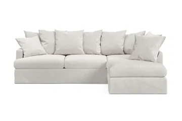 Menard 4-personers Højrevendt Dyb L-formet Chaiselongsofa i Stof - Beige - Møbler - Sofaer - Sofa med chaiselong - 4 personers sofa med chaiselong