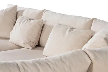 Menard 4-personers Højrevendt L-formet Chaiselongsofa + Fodskammel i Manchester - Beige - Møbler - Sofaer - Sofa med chaiselong - 4 personers sofa med chaiselong