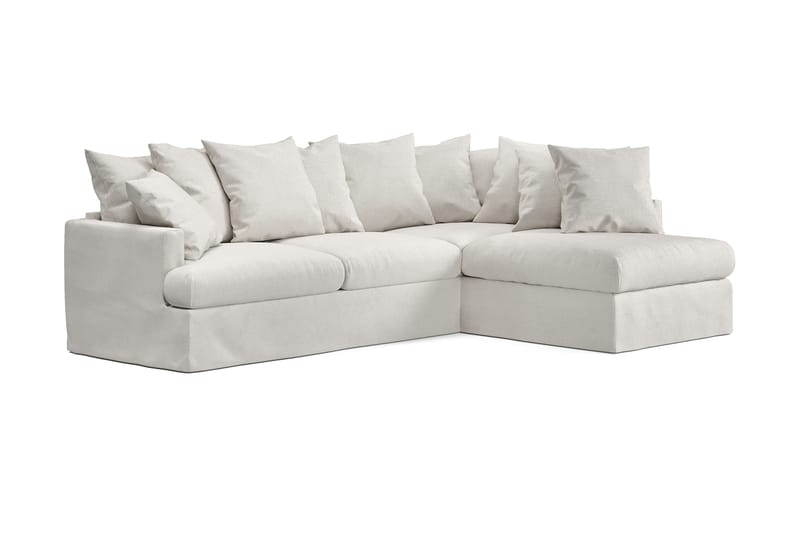 Menard 4-personers Højrevendt L-formet Chaiselongsofa i Bouclé - Hvid - Møbler - Sofaer - Sofa med chaiselong - 4 personers sofa med chaiselong