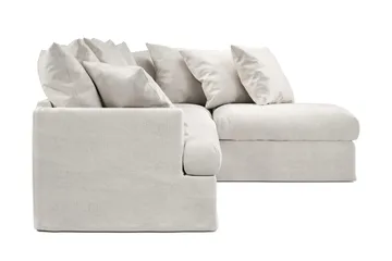 Menard 4-personers Højrevendt Dyb L-formet Chaiselongsofa i Stof - Beige - Møbler - Sofaer - Sofa med chaiselong - 4 personers sofa med chaiselong