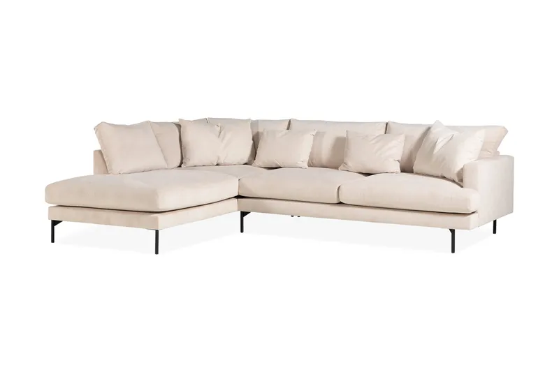 Menard 4-personers Venstrevendt Dyb L-formet Chaiselongsofa i Manchester - Beige - Møbler - Sofaer - Sofa med chaiselong - 4 personers sofa med chaiselong