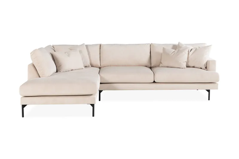 Menard 4-personers Venstrevendt Dyb L-formet Chaiselongsofa i Manchester - Beige - Møbler - Sofaer - Sofa med chaiselong - 4 personers sofa med chaiselong