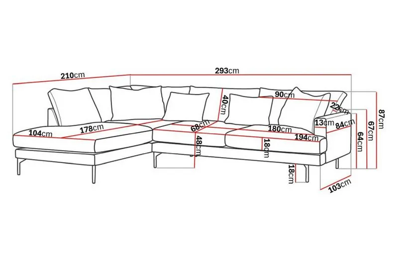 Menard 4-personers Venstrevendt Dyb L-formet Chaiselongsofa i Manchester - Beige - Møbler - Sofaer - Sofa med chaiselong - 4 personers sofa med chaiselong