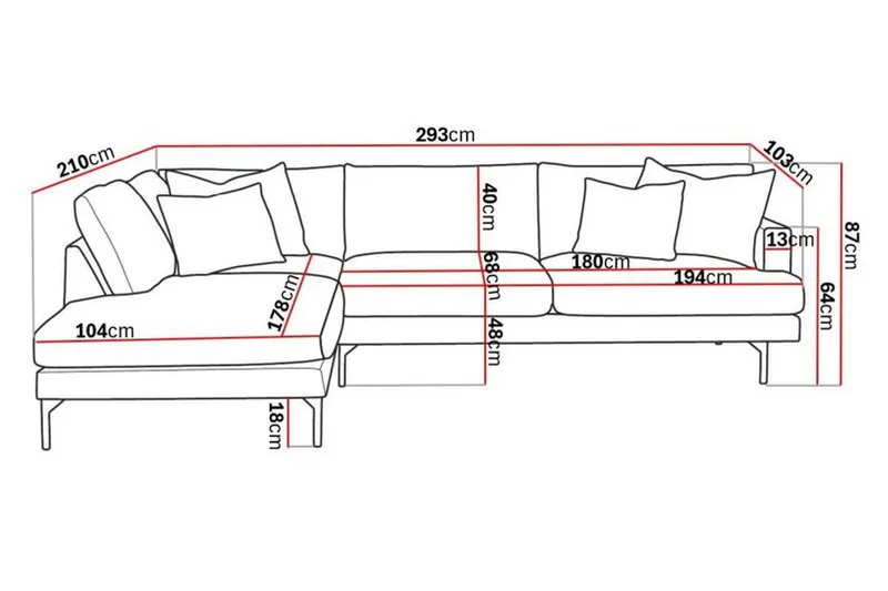 Menard 4-personers Venstrevendt Dyb L-formet Chaiselongsofa i Manchester - Beige - Møbler - Sofaer - Sofa med chaiselong - 4 personers sofa med chaiselong