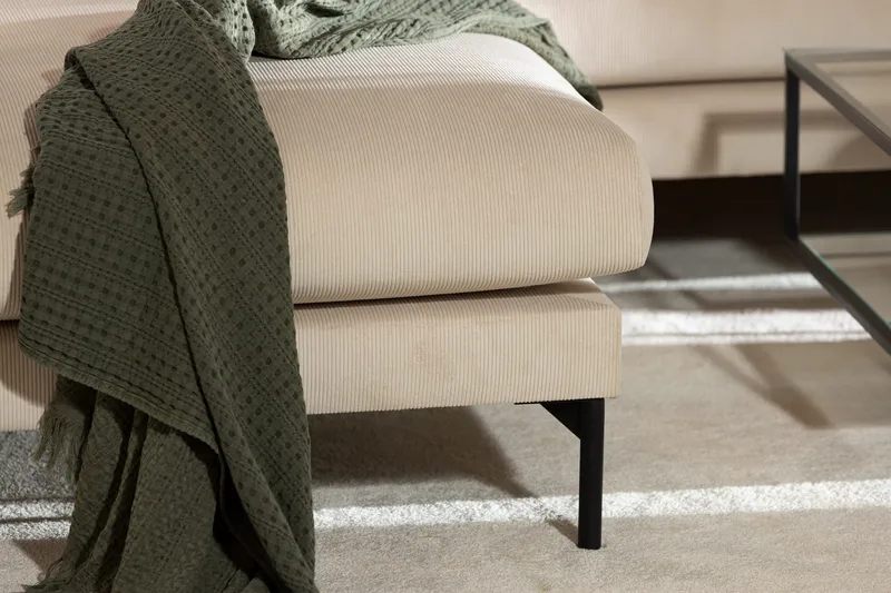 Menard 4-personers Venstrevendt Dyb L-formet Chaiselongsofa i Manchester - Beige - Møbler - Sofaer - Sofa med chaiselong - 4 personers sofa med chaiselong