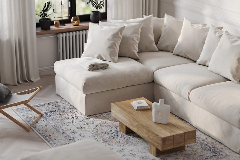 Menard 4-personers Venstrevendt Dyb L-formet Chaiselongsofa i Stof - Beige - Møbler - Sofaer - Sofa med chaiselong - 4 personers sofa med chaiselong