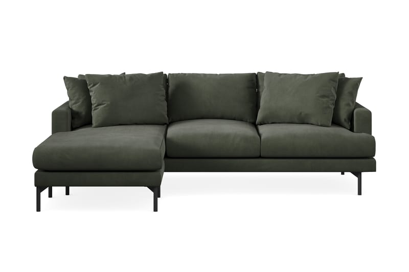 Menard 4-pers Chaiselongsofa - Mørkegrøn - Sofa med chaiselong - 4 personers sofa med chaiselong