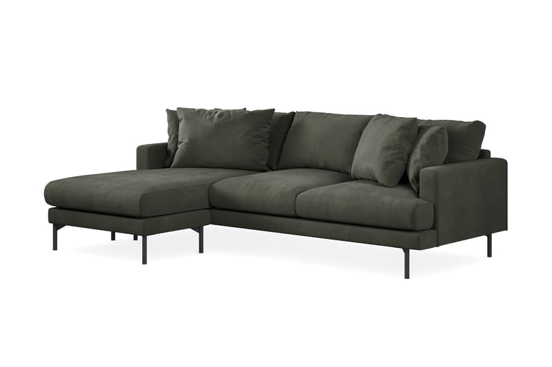 Menard 4-pers Chaiselongsofa - Mørkegrøn - Sofa med chaiselong - 4 personers sofa med chaiselong