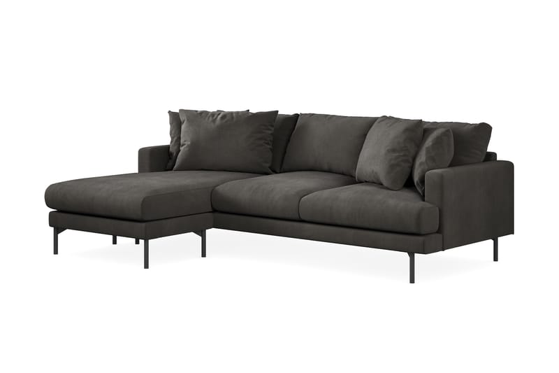 Menard 4-pers Chaiselongsofa - Mørkegrå - Sofa med chaiselong - 4 personers sofa med chaiselong