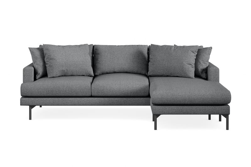 Menard 4-pers Chaiselongsofa - Mørkegrå - Sofa med chaiselong - 4 personers sofa med chaiselong