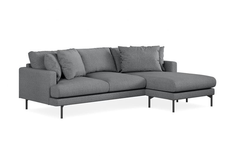 Menard 4-pers Chaiselongsofa - Mørkegrå - Sofa med chaiselong - 4 personers sofa med chaiselong