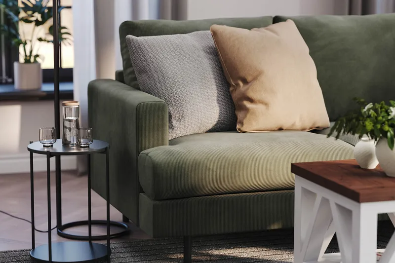 Menard Compact 4-personers Højrevendt L-formet Chaiselongsofa i Manchester - Mørkegrøn - Møbler - Sofaer - Sofa med chaiselong - 4 personers sofa med chaiselong