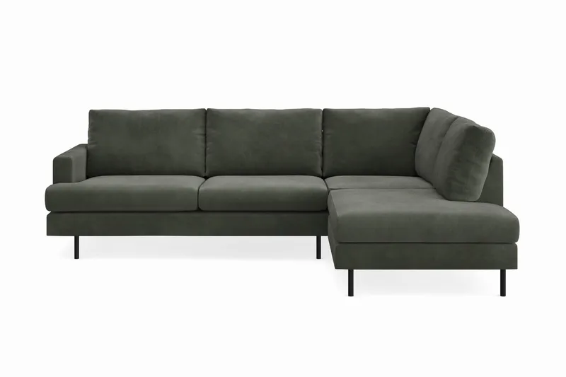 Menard Compact 4-personers Højrevendt L-formet Chaiselongsofa i Manchester, Mørkegrøn