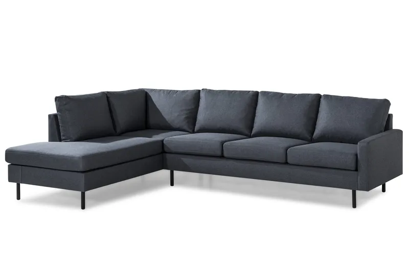 Peppe 4-personers Venstrevendt L-formet Chaiselongsofa i Stof - Mørkegrå - Møbler - Sofaer - Sofa med chaiselong - 4 personers sofa med chaiselong