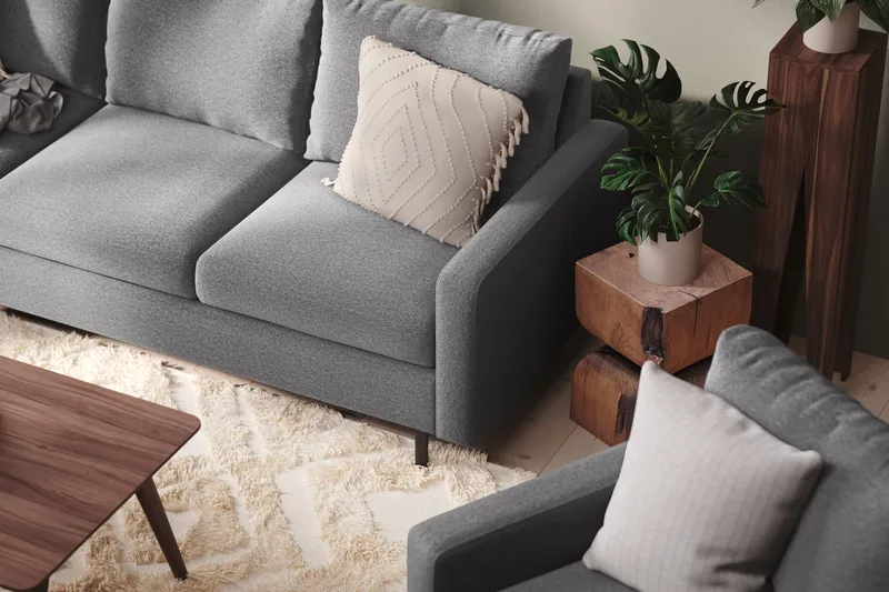 Peppe 4-personers Venstrevendt L-formet Chaiselongsofa i Stof - Lysegrå - Møbler - Sofaer - Sofa med chaiselong - 4 personers sofa med chaiselong