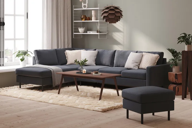 Peppe 4-personers Venstrevendt L-formet Chaiselongsofa i Stof - Mørkegrå - Møbler - Sofaer - Sofa med chaiselong - 4 personers sofa med chaiselong