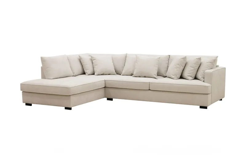 Rossita 4-personers Venstrevendt L-formet Dyb Chaiselongsofa i Stof - Beige - Møbler - Sofaer - Sofa med chaiselong - 4 personers sofa med chaiselong