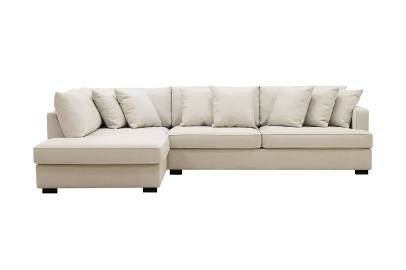 Rossita 4-personers Venstrevendt L-formet Dyb Chaiselongsofa i Stof, Beige