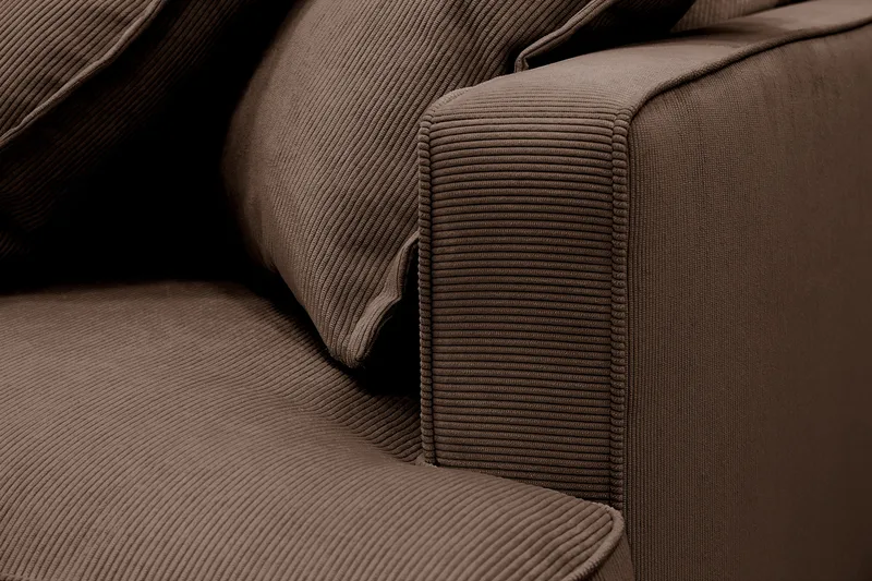 Rossita Lyx 4-personers Højrevendt L-formet Extra Dyb Chaiselongsofa i Manchester - Brun Jernbanefløjl - Møbler - Sofaer - Sofa med chaiselong - 4 personers sofa med chaiselong