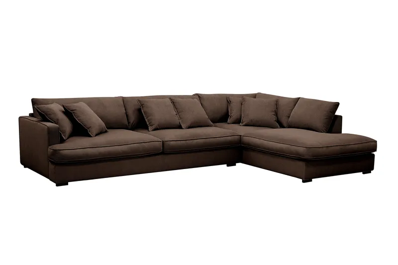 Rossita Lyx 4-personers Højrevendt L-formet Extra Dyb Chaiselongsofa i Manchester - Brun Jernbanefløjl - Møbler - Sofaer - Sofa med chaiselong - 4 personers sofa med chaiselong