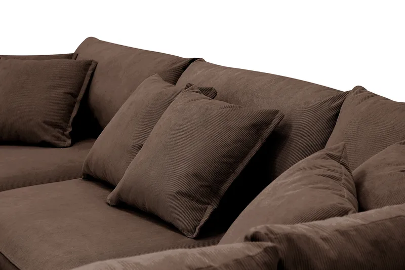 Rossita Lyx 4-personers Højrevendt L-formet Extra Dyb Chaiselongsofa i Manchester - Brun Jernbanefløjl - Møbler - Sofaer - Sofa med chaiselong - 4 personers sofa med chaiselong