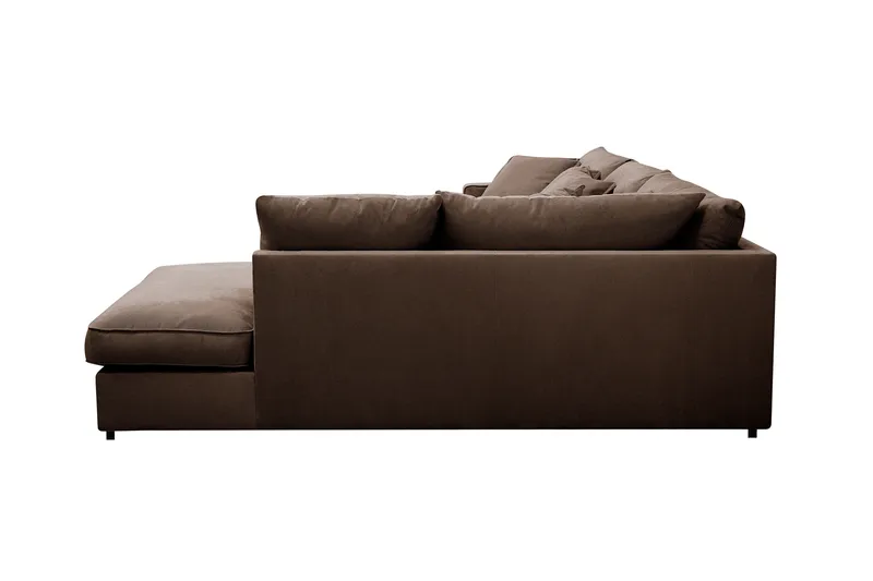 Rossita Lyx 4-personers Højrevendt L-formet Extra Dyb Chaiselongsofa i Manchester - Brun Jernbanefløjl - Møbler - Sofaer - Sofa med chaiselong - 4 personers sofa med chaiselong
