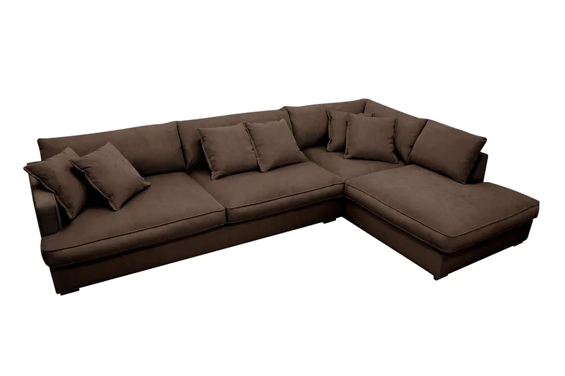 Rossita Lyx 4-personers Højrevendt L-formet Extra Dyb Chaiselongsofa i Manchester - Brun Jernbanefløjl - Møbler - Sofaer - Sofa med chaiselong - 4 personers sofa med chaiselong