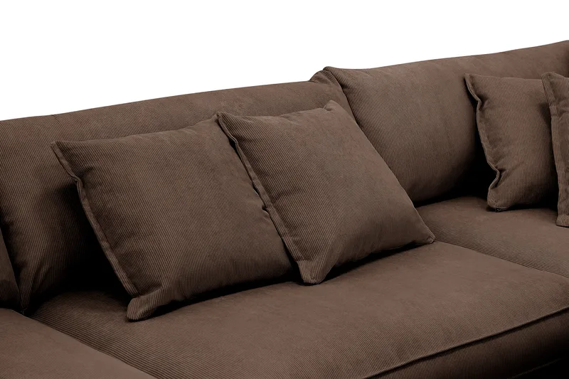 Rossita Lyx 4-personers Højrevendt L-formet Extra Dyb Chaiselongsofa i Manchester - Brun Jernbanefløjl - Møbler - Sofaer - Sofa med chaiselong - 4 personers sofa med chaiselong