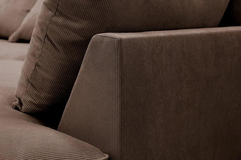 Rossita Lyx 4-personers Højrevendt L-formet Extra Dyb Chaiselongsofa i Manchester - Brun Jernbanefløjl - Møbler - Sofaer - Sofa med chaiselong - 4 personers sofa med chaiselong
