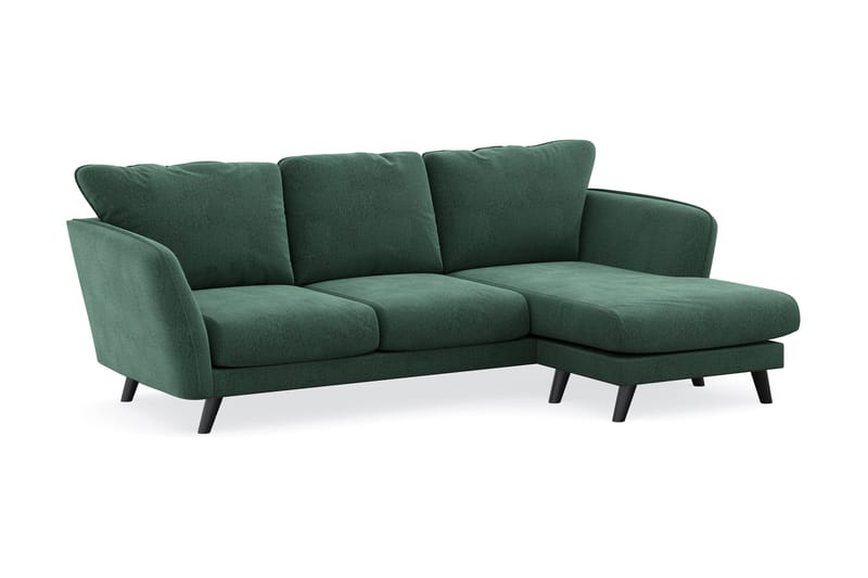Trend Lyx 3-personers Højrevendt L-formet Chaiselongsofa i Fløjl - Mørkegrøn - Møbler - Sofaer - Sofa med chaiselong - 4 personers sofa med chaiselong