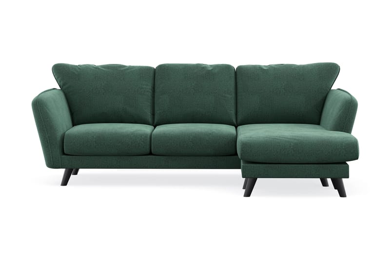 Trend Lyx 3-personers Højrevendt L-formet Chaiselongsofa i Fløjl - Mørkegrøn - Møbler - Sofaer - Sofa med chaiselong