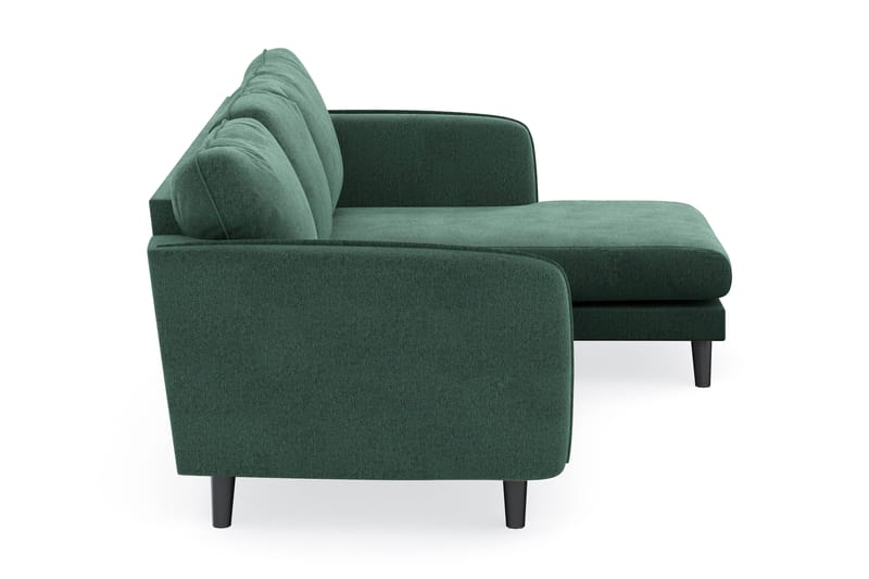 Trend Lyx 3-personers Højrevendt L-formet Chaiselongsofa i Fløjl - Mørkegrøn - Møbler - Sofaer - Sofa med chaiselong