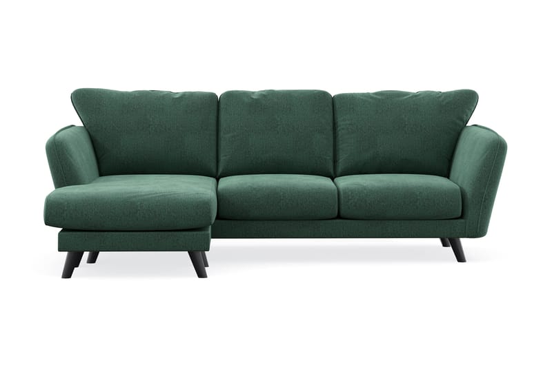 Trend Lyx 3-personers Venstrevendt L-formet Chaiselongsofa i Fløjl - Mørkegrøn - Møbler - Sofaer - Sofa med chaiselong