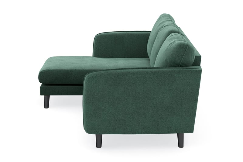 Trend Lyx 3-personers Venstrevendt L-formet Chaiselongsofa i Fløjl - Mørkegrøn - Møbler - Sofaer - Sofa med chaiselong