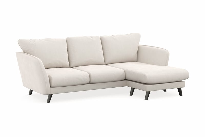 Trend Lyx 3-personers Højrevendt L-formet Chaiselongsofa i Fløjl - Cremehvid - Møbler - Sofaer - Sofa med chaiselong - 4 personers sofa med chaiselong