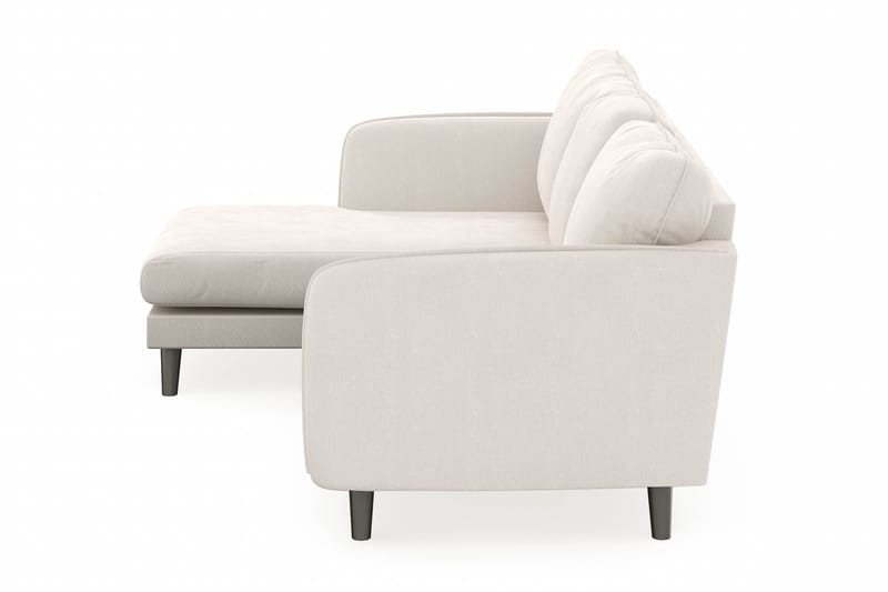 Trend Lyx 3-personers Venstrevendt L-formet Chaiselongsofa i Fløjl - Cremehvid - Møbler - Sofaer - Sofa med chaiselong - 4 personers sofa med chaiselong
