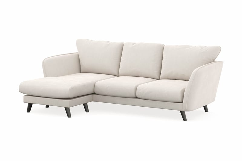 Trend Lyx 3-personers Venstrevendt L-formet Chaiselongsofa i Fløjl - Cremehvid - Møbler - Sofaer - Sofa med chaiselong - 4 personers sofa med chaiselong