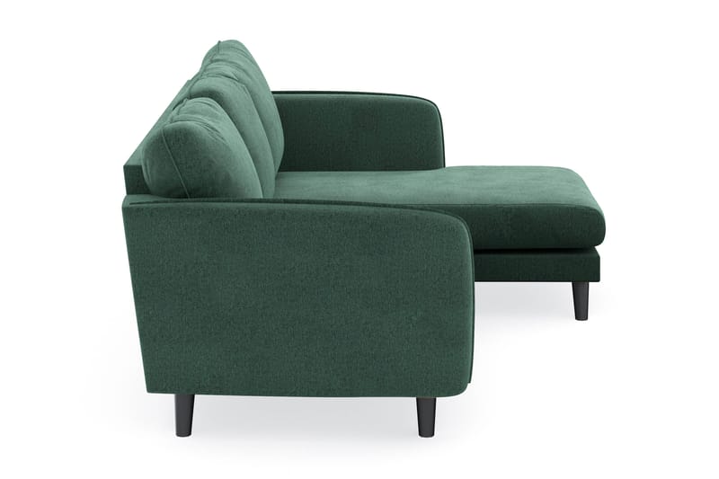 Trend Lyx 3-personers Højrevendt L-formet Chaiselongsofa i Fløjl - Mørkegrøn - Møbler - Sofaer - Sofa med chaiselong - 4 personers sofa med chaiselong
