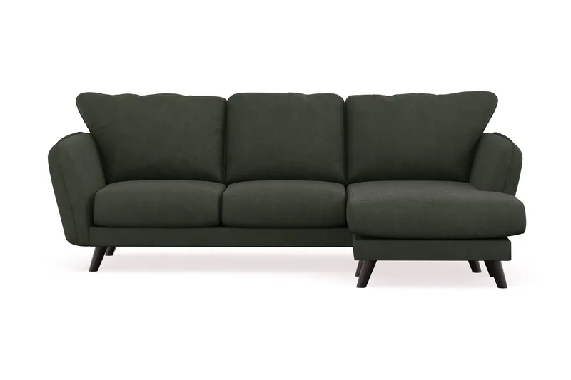 Trend Lyx 3-personers Højrevendt L-formet Chaiselongsofa i Manchester, Mørkegrøn