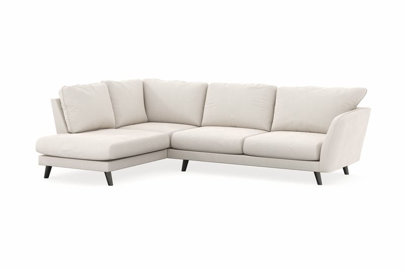 Trend Lyx 4-personers Venstrevendt L-formet Chaiselongsofa i Fløjl - Cremehvid - Møbler - Sofaer - Sofa med chaiselong