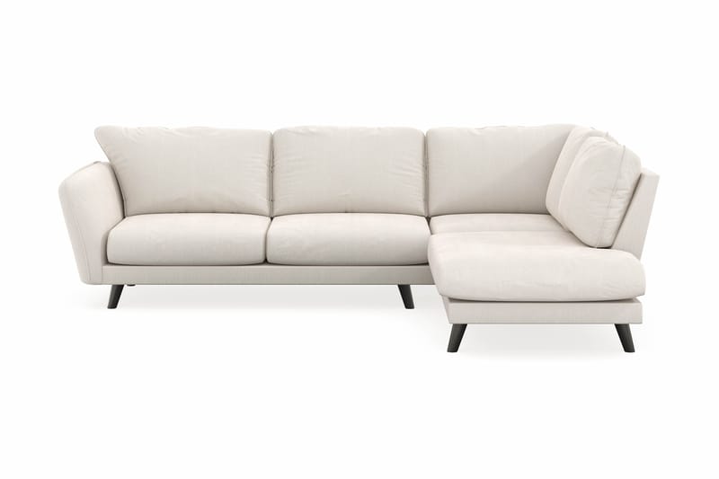 Trend Lyx 4-personers Højrevendt L-formet Chaiselongsofa i Fløjl - Cremehvid - Møbler - Sofaer - Sofa med chaiselong