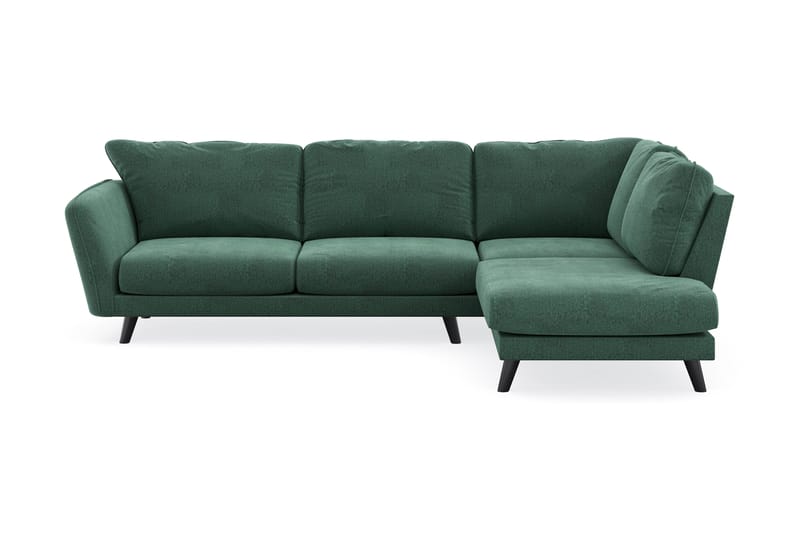 Trend Lyx 4-personers Højrevendt L-formet Chaiselongsofa i Fløjl - Mørkegrøn - Møbler - Sofaer - Sofa med chaiselong