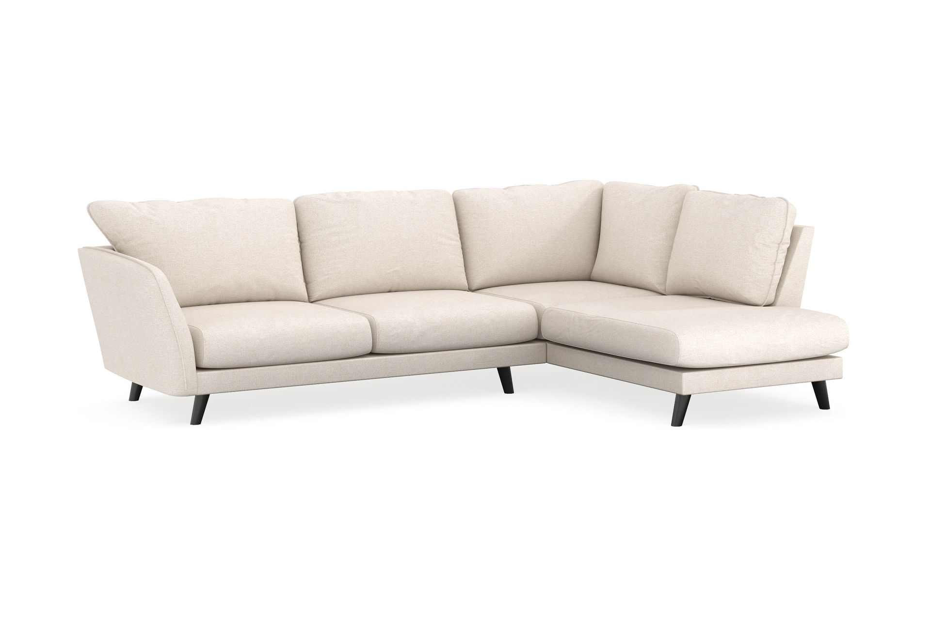 Trend Lyx 4-personers Højrevendt L-formet Chaiselongsofa i Stof - Beige - Møbler - Sofaer - Sofa med chaiselong