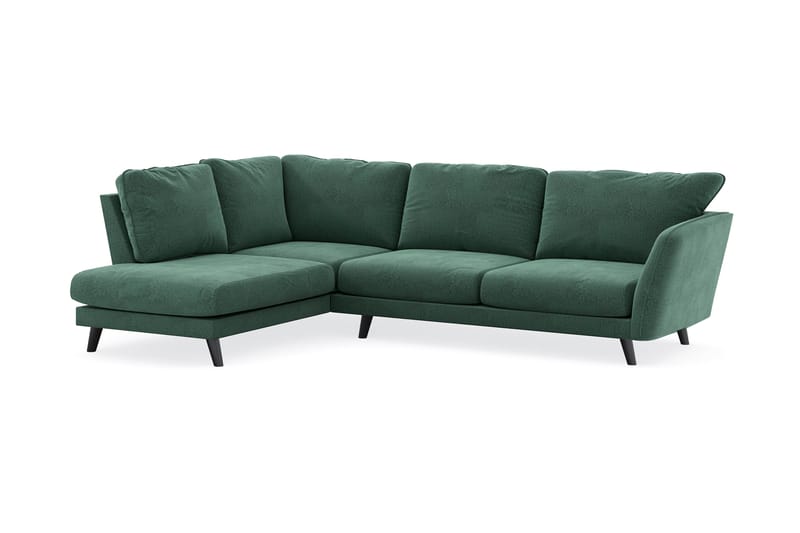 Trend Lyx 4-personers Venstrevendt L-formet Chaiselongsofa i Fløjl - Mørkegrøn - Møbler - Sofaer - Sofa med chaiselong